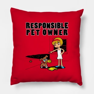 Funny Cute Dog Pet Owner Dog Lover Cartoon Responsible Pet Owner Pillow