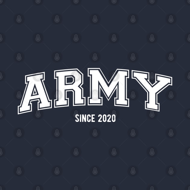 BTS Bangtan ARMY since 2020 varsity college text | Morcaworks by Oricca