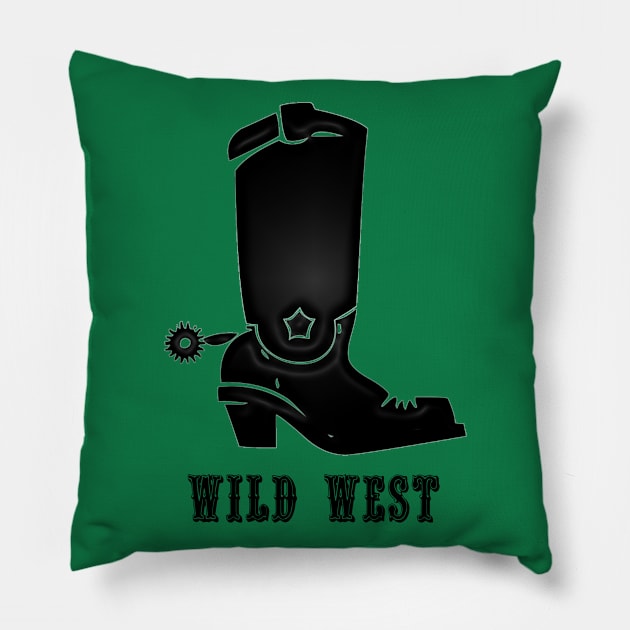 Western Era - Wild West Cowboy Boots 3 Pillow by The Black Panther