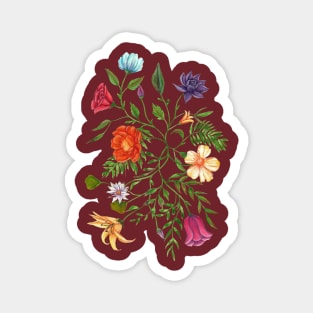 Flowers and leaves vine Magnet