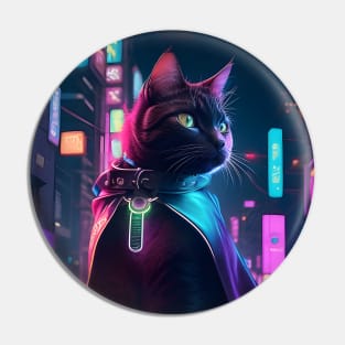 Superhero Cyberpunk Cat Pin