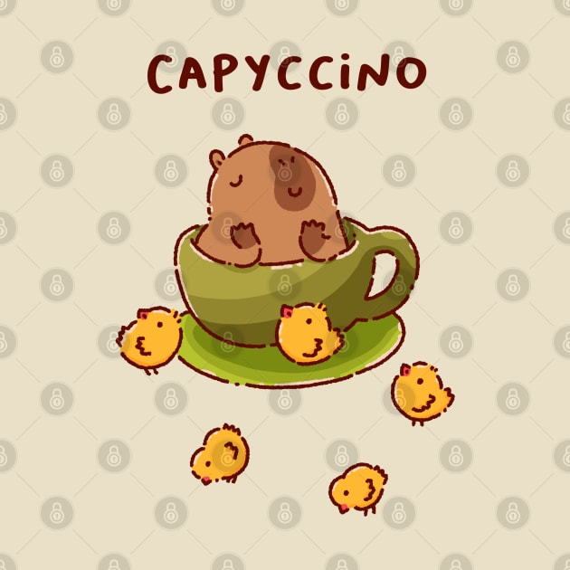 Cappuccino, capyccino, cute capybara plus coffee, chill time with friends by Tinyarts