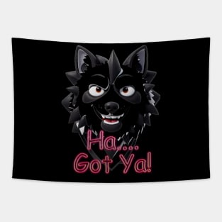 funny wolf scary style Tapestry