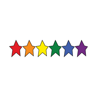 Star Rainbow Pride Graphic Black Line Row T-Shirt