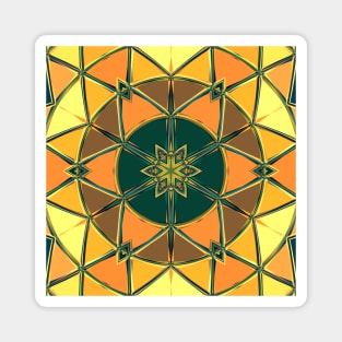 Cartoon Mandala Yellow Orange and Green Magnet