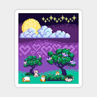 Pixelated Pets at Night Magnet