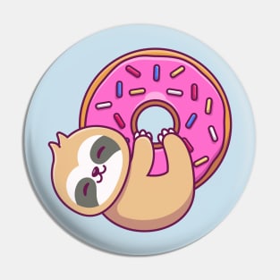 Cute Sloth Hug Big Doughnut Pin