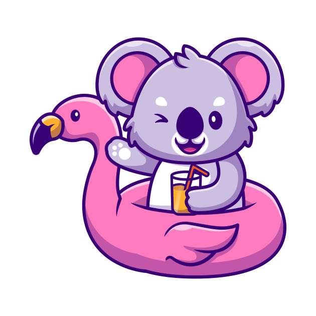 Cute Koala Summer With Flamingo Tires And Orange Juice by Catalyst Labs