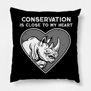 Rhino Conservation Heart Pillow