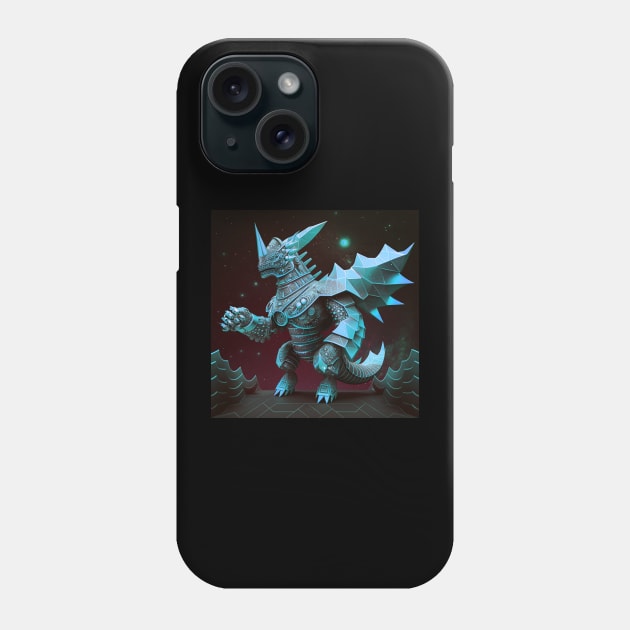 blue gold armored titan kaiju dragon ecopop in fractal design Phone Case by jorge_lebeau