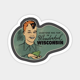 Vintage Wisconsin Tourist Frog Weird Kid Magnet