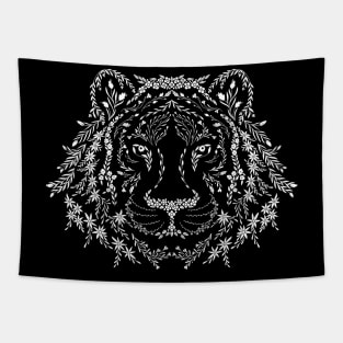 Year of the Floral Tiger white Tapestry