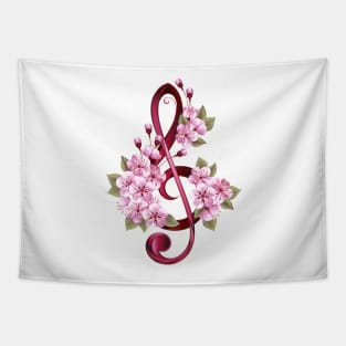 Treble Clef with Sakura Tapestry