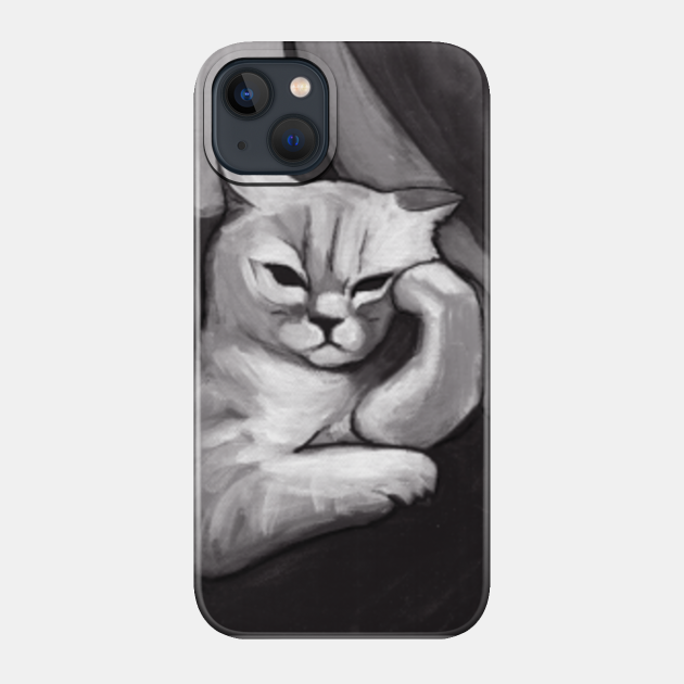 I am listening to you, human cute cat oil painting - Cat Love - Phone Case