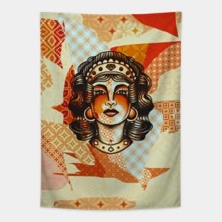 Vintage gypsy girl tattoo Tapestry