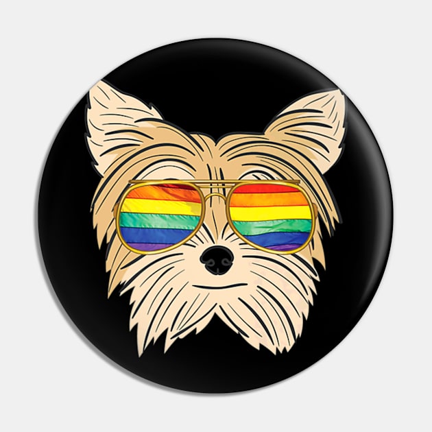 Yorkie Gay Pride Shirt LGBT Rainbow Flag Dog Pride Gift Pin by PayneShop