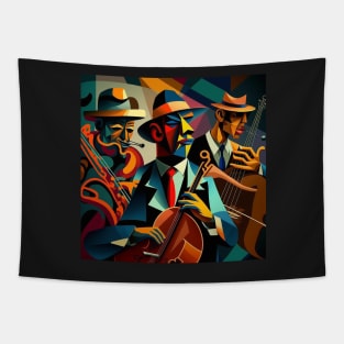 Abstract Art - men playing JAZZ Tapestry