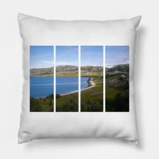 Wonderful landscapes in Norway. Nord-Norge. Beautiful scenery of Lebesby coastline in the Troms og Finnmark. Sunny day. Pillow