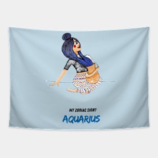 Watercolor Zodiac Signs - Aquarius Tapestry