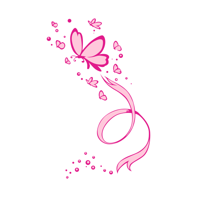 Pink Butterflies Ribbon Breast Cancer Awareness by ScottsRed