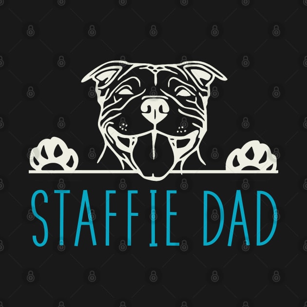 Staffie Dad with Staffordshire Bull Terrier Dog by tropicalteesshop