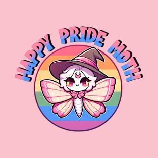 Happy Pride Moth Pun LGBTQ Cute Kawaii Witch Animal T-Shirt