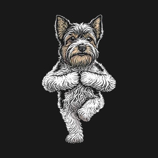 Biewer Terrier Yoga Dog Puppy Funny Dogs Tree Pose Asana T-Shirt