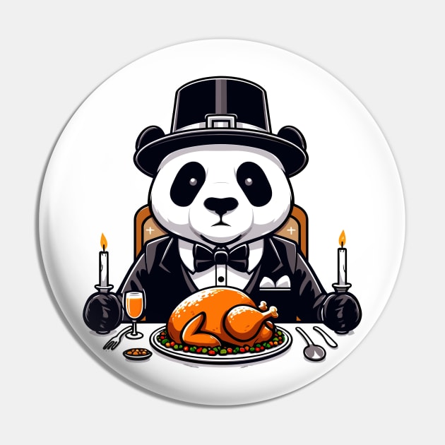 Happy Thanksgiving Giant Panda Pin by Graceful Designs