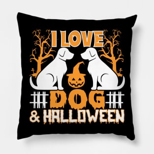 I Love Dog & Halloween Haunted Trees Pumpkin Costume Pillow