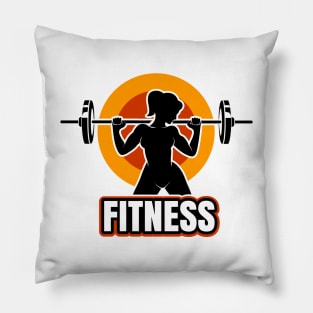 Training Girl Silhouette Fitness Emblem Pillow