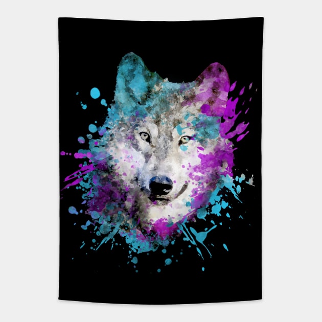 Dramabite Watercolor wolf Tapestry by dramabite