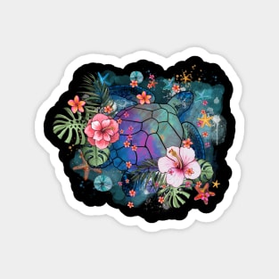 Sea Turtle Floral 1 Magnet