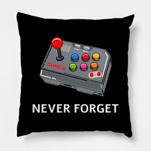 Never Forget Vintage Joy Stick Gamer Pillow