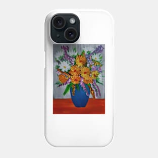 A lovely boutique of flowers in a blue vase Phone Case