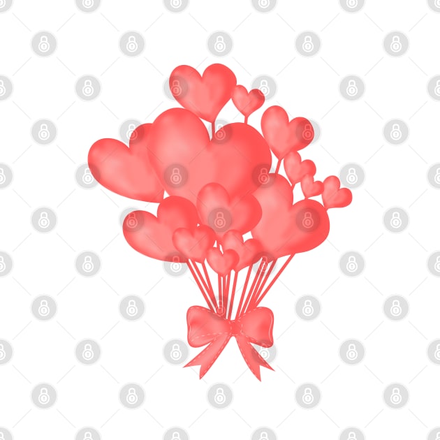 Valentine's day background with heart balloons with ribbon. by AnaMOMarques