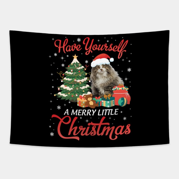 Norwegian Forest Cat Have Yourself A Merry Little Christmas Merry Xmas Noel Day Cat Mom Dad Tapestry by Cowan79