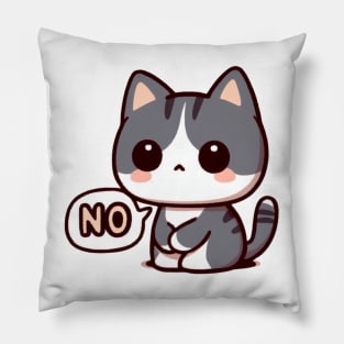 Shy Cute Kitten Saying No Pillow