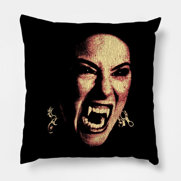 Retro Vampire Horror Pillow by Suka Gitarsar