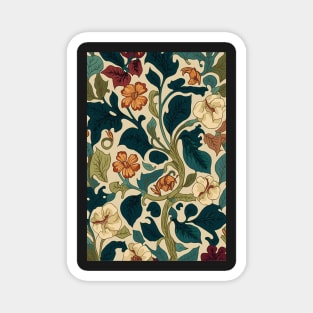 Floral Garden Botanical Print with Fall Flowers and Leaves Magnet