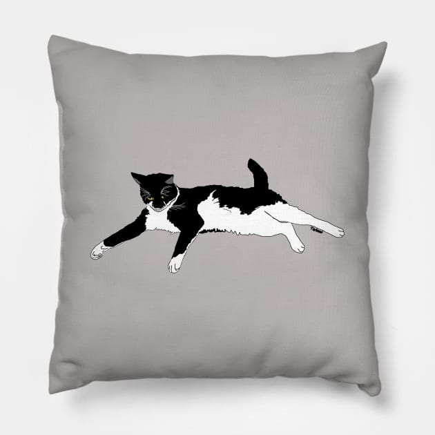 Cute Tuxedo Cat I want to play  Copyright TeAnne Pillow by TeAnne