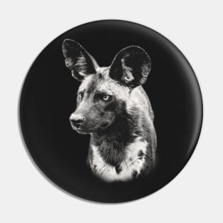 Wild Dog Close-Up African Wildlife Pin