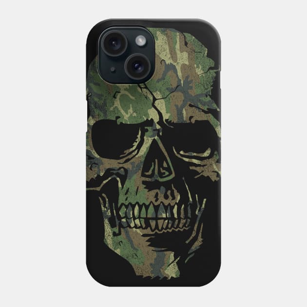 Skull Graphic - Cool Badass Distressed Art - Camo Green Phone Case by tommartinart