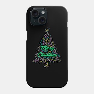 Christmas Tree Wordcloud for Darker Backgrounds Phone Case