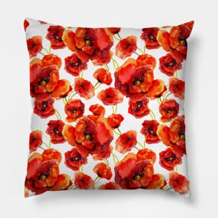 Red Poppies and bees Pillow