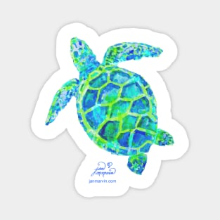 Sea Turtle green & blue by Jan Marvin Magnet