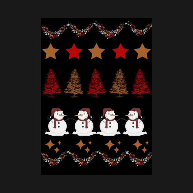 Christmas Trees and Snowman - Novelty by LukjanovArt