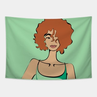 Redhead Girl Portrait Tapestry