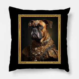 Regal Brindle Boxer - Medieval German Queen  (Framed) Pillow