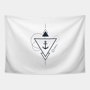 Creative Illustration In Geometric Style. Anchor, Ocean, Ship, Adventure, Nautical Tapestry