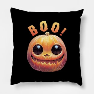 Creepy Cute Halloween Pumpkin Head - BOO! Pillow